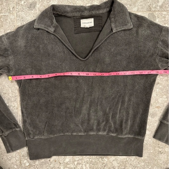 Honorine Hunter Polo Sweatshirt women’s size XS cropped grey Sherpa fleece top - Picture 6 of 6